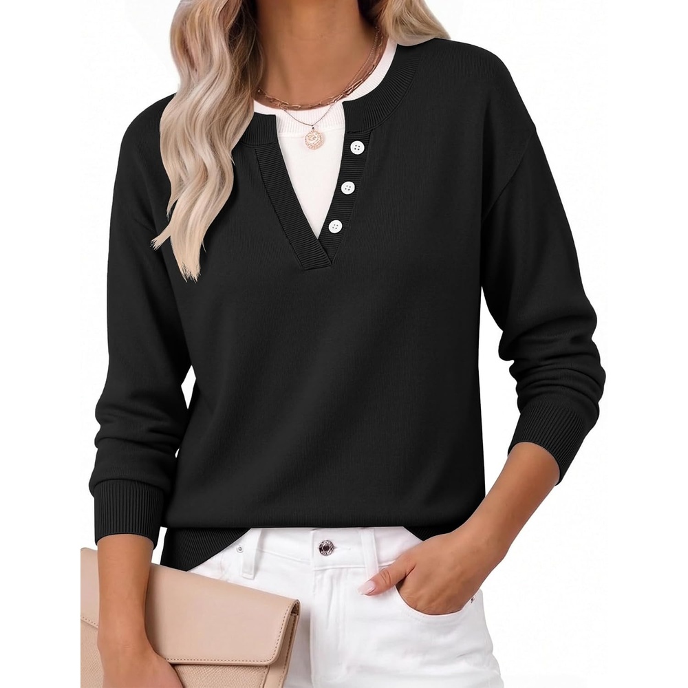 image:imageZeagoo Womens Sweaters Long Sleeve Crew Neck Pullover Tops Dressy OutfitsBlack