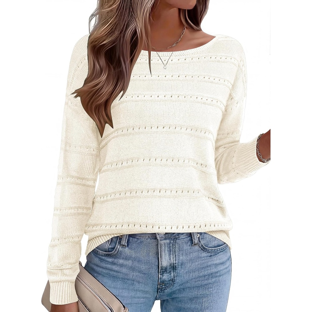 image:imageZeagoo Womens Sweaters Off The Shoulder Crochet Dressy Casual OutfitsAwhite