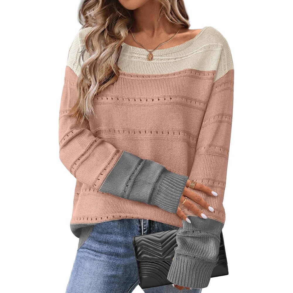 image:imageZeagoo Womens Sweaters Off The Shoulder Crochet Dressy Casual OutfitsBeigepinkgray