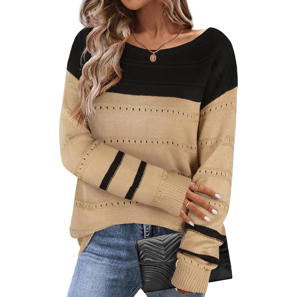 image:imageZeagoo Womens Sweaters Off The Shoulder Crochet Dressy Casual OutfitsMocha Brownblack