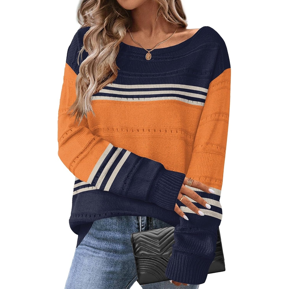 image:imageZeagoo Womens Sweaters Off The Shoulder Crochet Dressy Casual OutfitsOrangetz126