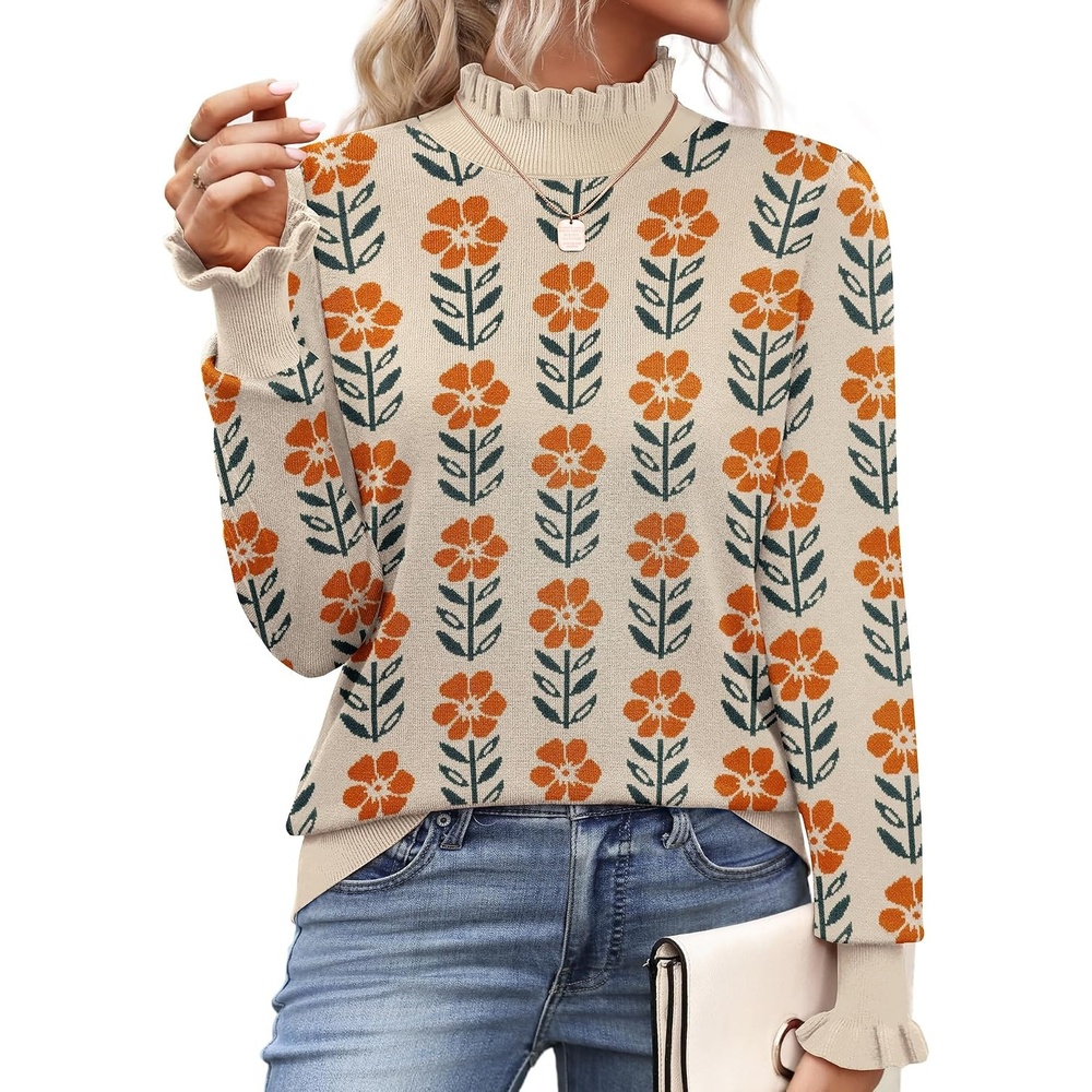image:imageZeagoo Womens Turtleneck Sweater Fall Ruffle Dressy Knit Long Sleeve TopsSf167