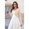 Zeagoo Cropped Cardigan Sweaters for Women Long Sleeve Shrug for Dresses(Beige)
