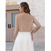 Zeagoo Cropped Cardigan Sweaters for Women Long Sleeve Shrug for Dresses(Khaki)