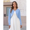 Zeagoo Cropped Cardigan Sweaters for Women Long Sleeve Shrug for Dresses(Light Blue)