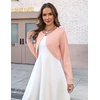 Zeagoo Cropped Cardigan Sweaters for Women Long Sleeve Shrug for Dresses(Peach)