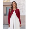 Zeagoo Cropped Cardigan Sweaters for Women Long Sleeve Shrug for Dresses(Red)