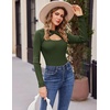 Zeagoo Sweaters for Women 2026 Knit Trendy Long Sleeve Lightweight Slim Fit Pullover Cutout Tops S-XXL(Army Green)