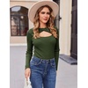 Zeagoo Sweaters for Women 2026 Knit Trendy Long Sleeve Lightweight Slim Fit Pullover Cutout Tops S-XXL(Army Green)