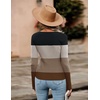 Zeagoo Sweaters for Women 2026 Knit Trendy Long Sleeve Lightweight Slim Fit Pullover Cutout Tops S-XXL(Black Kakhi Brown Stripe)