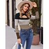 Zeagoo Sweaters for Women 2026 Knit Trendy Long Sleeve Lightweight Slim Fit Pullover Cutout Tops S-XXL(Black Kakhi Brown Stripe)