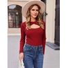 Zeagoo Sweaters for Women 2026 Knit Trendy Long Sleeve Lightweight Slim Fit Pullover Cutout Tops S-XXL(Red)