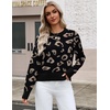 Zeagoo Sweaters for Women Cropped Crewneck Basic 2026 Trendy Fall Tops(Black Leopard Print)