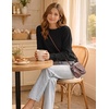 Zeagoo Sweaters for Women Fall Outfits Trendy 2026 Long Sleeve Shirts Bussiness Casual Knit Pullover Sweater Tops(B-solid Black Long Sleeve)