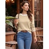 Zeagoo Sweaters for Women Fall Outfits Trendy 2026 Long Sleeve Shirts Bussiness Casual Knit Pullover Sweater Tops(Color Block 1 Long Sleeve)