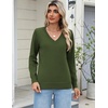 Zeagoo Women’s 2026 Fall Long Sleeve Sweaters V Neck Dressy Casual Tops(Army Green)