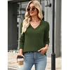 Zeagoo Women’s 2026 Fall Long Sleeve Sweaters V Neck Dressy Casual Tops(Army Green)