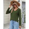Zeagoo Women’s 2026 Fall Long Sleeve Sweaters V Neck Dressy Casual Tops(Army Green)