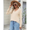 Zeagoo Women’s 2026 Fall Long Sleeve Sweaters V Neck Dressy Casual Tops(Beige)