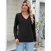 Zeagoo Women’s 2026 Fall Long Sleeve Sweaters V Neck Dressy Casual Tops(Black)