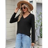 Zeagoo Women’s 2026 Fall Long Sleeve Sweaters V Neck Dressy Casual Tops(Black)