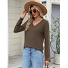Zeagoo Women’s 2026 Fall Long Sleeve Sweaters V Neck Dressy Casual Tops(Brown)