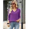 Zeagoo Women’s 2026 Fall Long Sleeve Sweaters V Neck Dressy Casual Tops(Dark Purple)