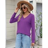 Zeagoo Women’s 2026 Fall Long Sleeve Sweaters V Neck Dressy Casual Tops(Dark Purple)