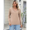 Zeagoo Women’s 2026 Fall Long Sleeve Sweaters V Neck Dressy Casual Tops(Khaki)
