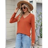 Zeagoo Women’s 2026 Fall Long Sleeve Sweaters V Neck Dressy Casual Tops(Orange)