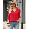 Zeagoo Women’s 2026 Fall Long Sleeve Sweaters V Neck Dressy Casual Tops(Red)