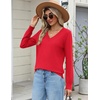 Zeagoo Women’s 2026 Fall Long Sleeve Sweaters V Neck Dressy Casual Tops(Red)