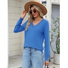 Zeagoo Women’s 2026 Fall Long Sleeve Sweaters V Neck Dressy Casual Tops(Sky Blue)