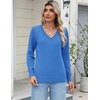 Zeagoo Women’s 2026 Fall Long Sleeve Sweaters V Neck Dressy Casual Tops(Sky Blue)