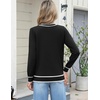 Zeagoo Women’s 2026 Fall Long Sleeve Sweaters V Neck Dressy Casual Tops(Stripe-black)