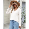 Zeagoo Women’s 2026 Fall Long Sleeve Sweaters V Neck Dressy Casual Tops(White)