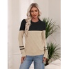 Zeagoo Women’s Cable Knit Sweaters Fall Winter Long Sleeve Crewneck Tops(Colorblock-beige)