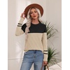 Zeagoo Women’s Cable Knit Sweaters Fall Winter Long Sleeve Crewneck Tops(Colorblock-beige)