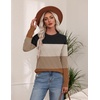 Zeagoo Women’s Cable Knit Sweaters Fall Winter Long Sleeve Crewneck Tops(Colorblock-brown)
