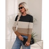 Zeagoo Women’s Cable Knit Sweaters Fall Winter Long Sleeve Crewneck Tops(Colorblock-brown)