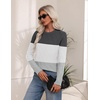 Zeagoo Women’s Cable Knit Sweaters Fall Winter Long Sleeve Crewneck Tops(Colorblock-grey)