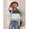 Zeagoo Women’s Cable Knit Sweaters Fall Winter Long Sleeve Crewneck Tops(Colorblock-grey)