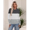 Zeagoo Women’s Cable Knit Sweaters Fall Winter Long Sleeve Crewneck Tops(Colorblock-grey)
