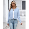 Zeagoo Women’s Cropped Cardigan Sweaters Lightweight Bolero Shrug for Dress(Light Blue)