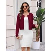Zeagoo Women’s Cropped Cardigan Sweaters Lightweight Bolero Shrug for Dress(Wine Red)