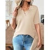 Zeagoo Womens Polo Sweater Short Sleeve V Neck Knitted Business Casual Tops(Beige)