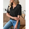 Zeagoo Womens Polo Sweater Short Sleeve V Neck Knitted Business Casual Tops(Black)