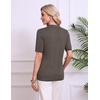 Zeagoo Womens Polo Sweater Short Sleeve V Neck Knitted Business Casual Tops(Brown)