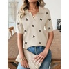 Zeagoo Womens Polo Sweater Short Sleeve V Neck Knitted Business Casual Tops(Floral Apricot)