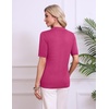 Zeagoo Womens Polo Sweater Short Sleeve V Neck Knitted Business Casual Tops(Hot Pink)